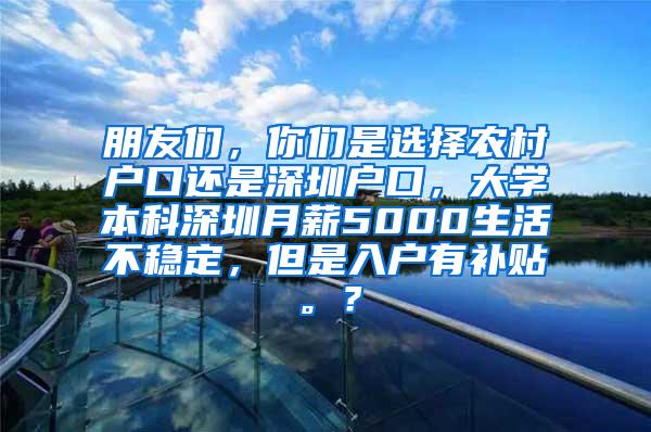 朋友们，你们是选择农村户口还是深圳户口，大学本科深圳月薪5000生活不稳定，但是入户有补贴。？
