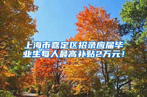 上海市嘉定区招录应届毕业生每人最高补贴2万元！