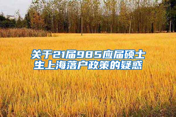 关于21届985应届硕士生上海落户政策的疑惑