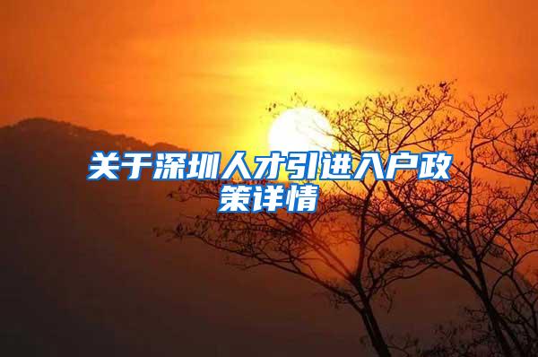 关于深圳人才引进入户政策详情