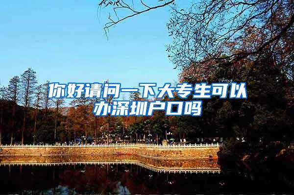 你好请问一下大专生可以办深圳户口吗