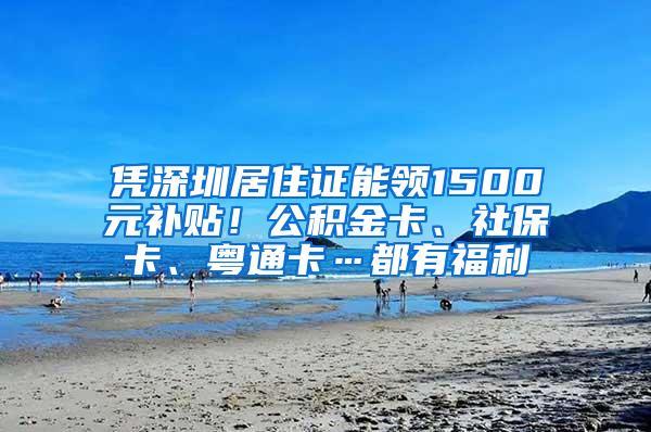 凭深圳居住证能领1500元补贴！公积金卡、社保卡、粤通卡…都有福利