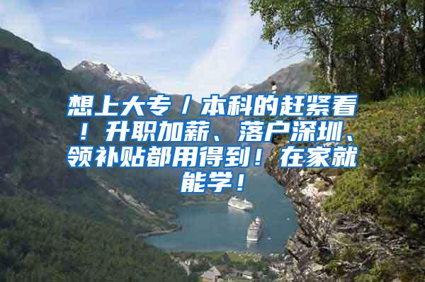 想上大专／本科的赶紧看！升职加薪、落户深圳、领补贴都用得到！在家就能学！