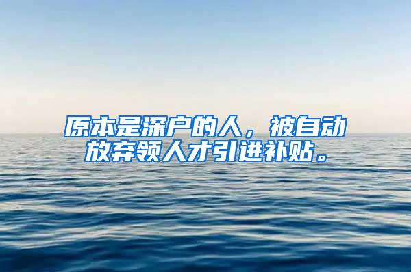 原本是深户的人，被自动放弃领人才引进补贴。