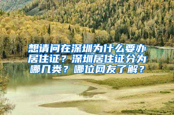 想请问在深圳为什么要办居住证？深圳居住证分为哪几类？哪位网友了解？