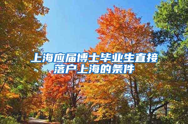 上海应届博士毕业生直接落户上海的条件