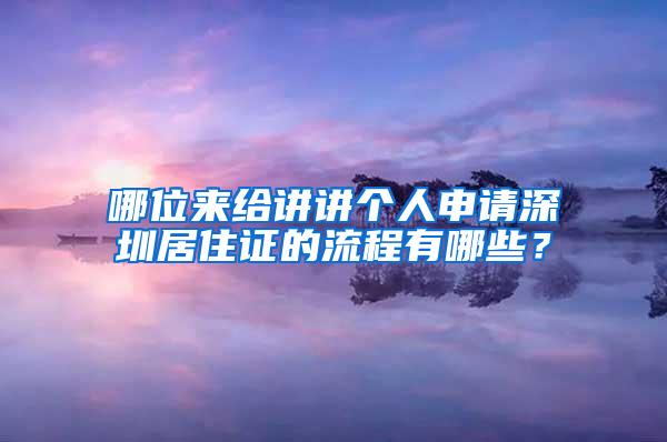 哪位来给讲讲个人申请深圳居住证的流程有哪些？