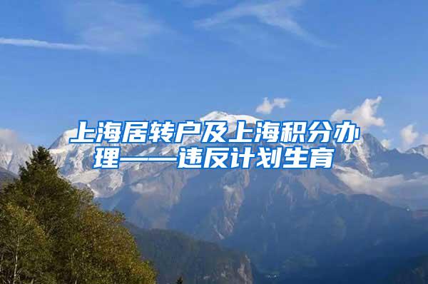 上海居转户及上海积分办理——违反计划生育