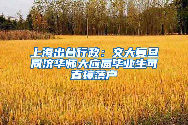 上海出台行政：交大复旦同济华师大应届毕业生可直接落户