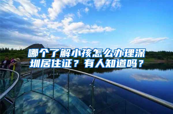 哪个了解小孩怎么办理深圳居住证？有人知道吗？