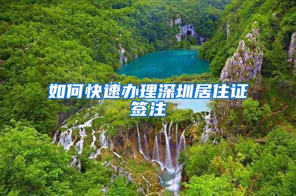 如何快速办理深圳居住证签注