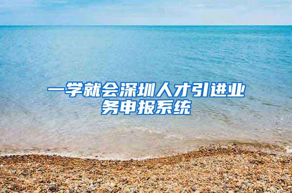 一学就会深圳人才引进业务申报系统