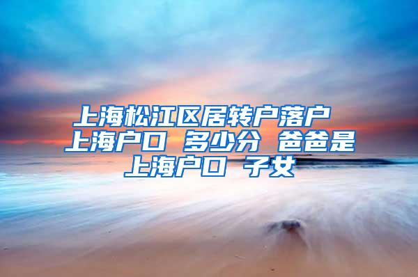上海松江区居转户落户 上海户口 多少分 爸爸是上海户口 子女