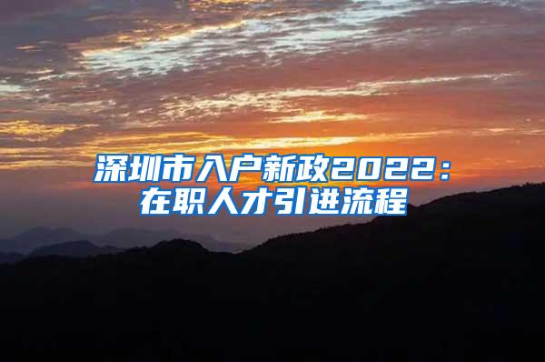 深圳市入户新政2022：在职人才引进流程