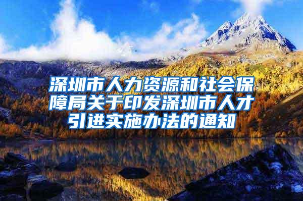 深圳市人力资源和社会保障局关于印发深圳市人才引进实施办法的通知