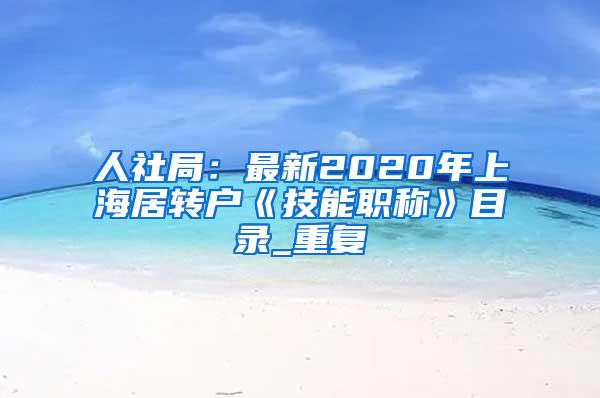 人社局：最新2020年上海居转户《技能职称》目录_重复