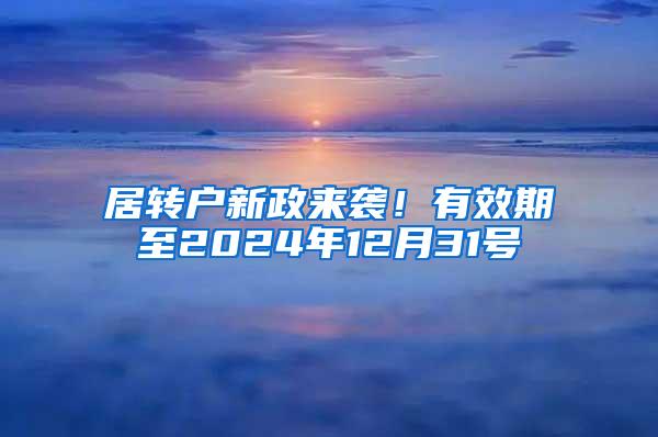 居转户新政来袭！有效期至2024年12月31号