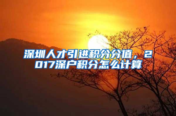 深圳人才引进积分分值，2017深户积分怎么计算