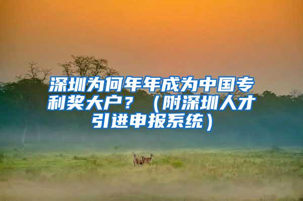 深圳为何年年成为中国专利奖大户？（附深圳人才引进申报系统）