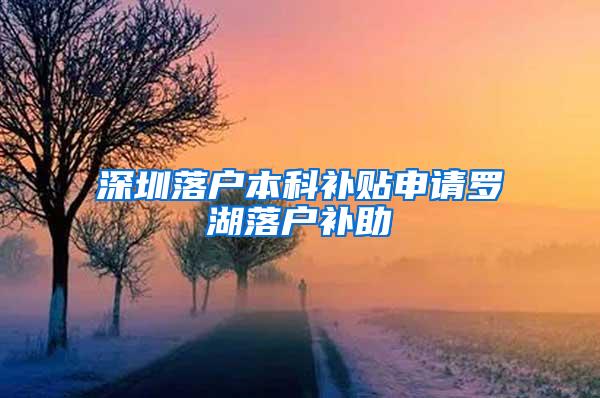 深圳落户本科补贴申请罗湖落户补助