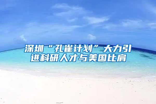 深圳“孔雀计划”大力引进科研人才与美国比肩