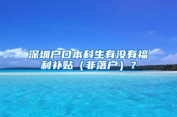 深圳户口本科生有没有福利补贴（非落户）？