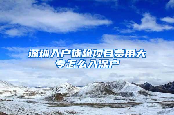 深圳入户体检项目费用大专怎么入深户