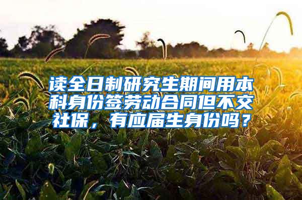读全日制研究生期间用本科身份签劳动合同但不交社保，有应届生身份吗？