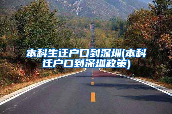 本科生迁户口到深圳(本科迁户口到深圳政策)