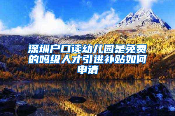 深圳户口读幼儿园是免费的吗级人才引进补贴如何申请