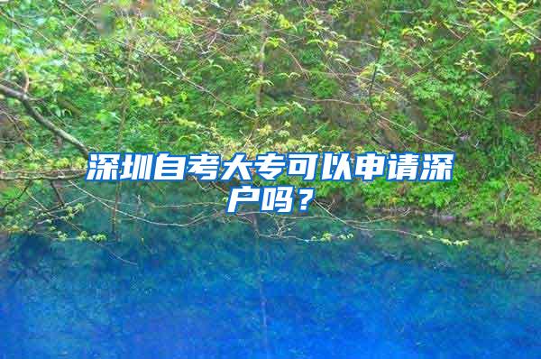 深圳自考大专可以申请深户吗？