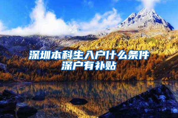 深圳本科生入户什么条件深户有补贴