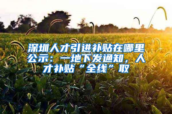 深圳人才引进补贴在哪里公示：一地下发通知，人才补贴“全线”取