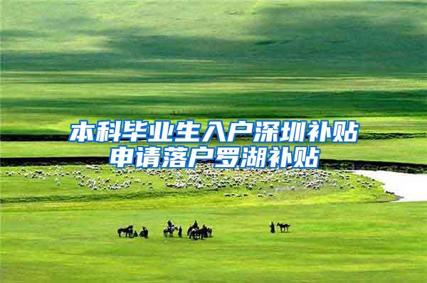 本科毕业生入户深圳补贴申请落户罗湖补贴
