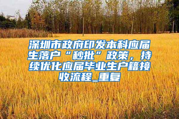 深圳市政府印发本科应届生落户“秒批”政策，持续优化应届毕业生户籍接收流程_重复