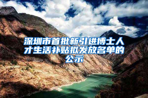 深圳市首批新引进博士人才生活补贴拟发放名单的公示
