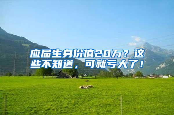 应届生身份值20万？这些不知道，可就亏大了！