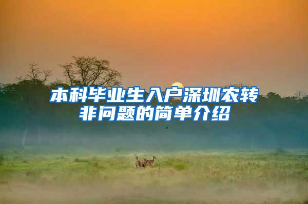 本科毕业生入户深圳农转非问题的简单介绍