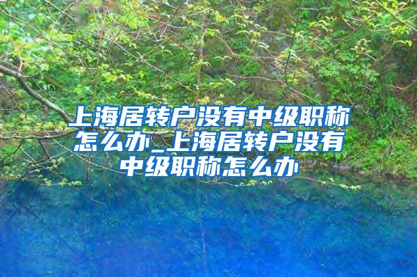 上海居转户没有中级职称怎么办_上海居转户没有中级职称怎么办
