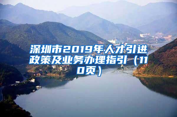 深圳市2019年人才引进政策及业务办理指引（110页）