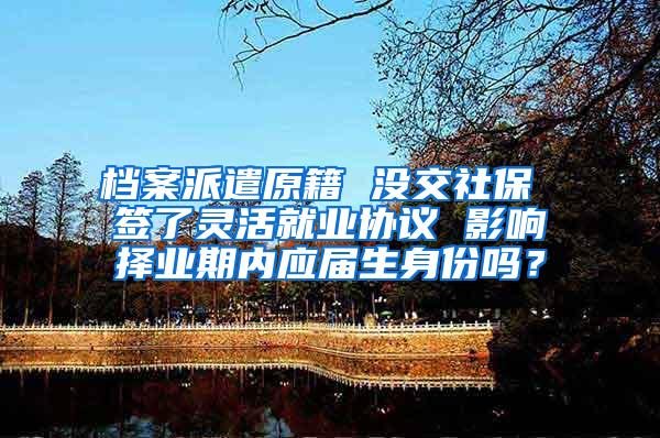 档案派遣原籍 没交社保 签了灵活就业协议 影响择业期内应届生身份吗？