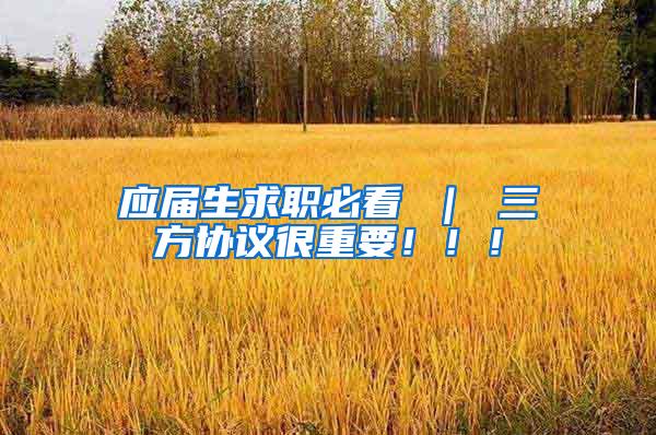 应届生求职必看 ｜ 三方协议很重要！！！