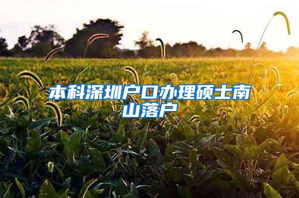 本科深圳户口办理硕士南山落户