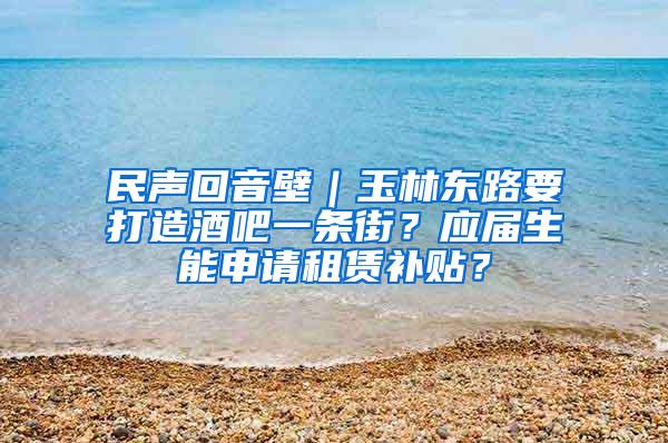 民声回音壁｜玉林东路要打造酒吧一条街？应届生能申请租赁补贴？
