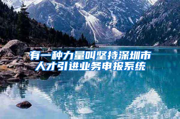 有一种力量叫坚持深圳市人才引进业务申报系统