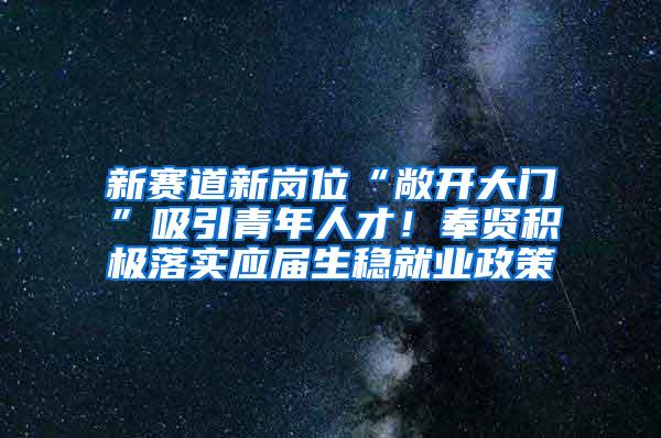 新赛道新岗位“敞开大门”吸引青年人才！奉贤积极落实应届生稳就业政策