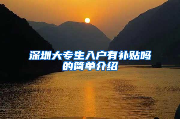 深圳大专生入户有补贴吗的简单介绍