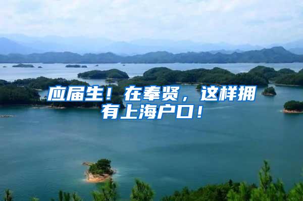 应届生！在奉贤，这样拥有上海户口！