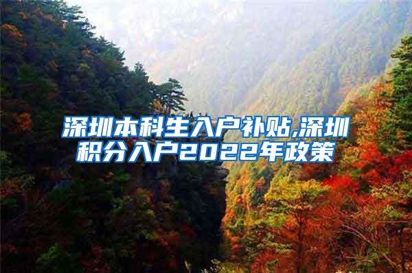 深圳本科生入户补贴,深圳积分入户2022年政策