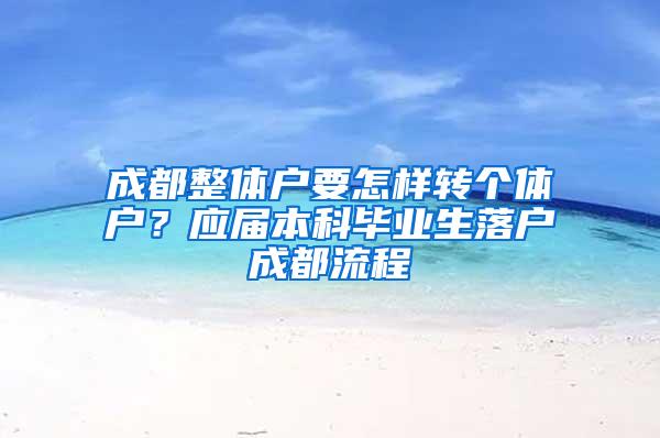 成都整体户要怎样转个体户？应届本科毕业生落户成都流程